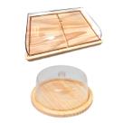 OFERTA KIT 2pçs Porta Frios MÉDIO 21X16,5CM, Boleira de Madeira NATURAL Cozinha, Café, Bolos, Mesa posta