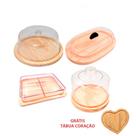 OFERTA KIT Mesa posta 4pçs Madeira Boleira, Queijeira, Manteigueira, P. Frios, Grátis Tabua Coração OFERTA KIT Mesa posta 4pçs Madeira Boleira, Queijeira, Manteigueira, P. Frios, Grátis Tabua Coração