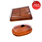 OFERTA KIT Porta Frios Médio 21X16,5cm, Manteigueira de Madeira com Tampa de Acrílico RUSTICOS, Cozinha, Café, Queijos