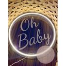 Oh baby de acrílico com Led neon -30cm com fonte bivolt