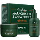 Óleo de barba e bálsamo para barba SheaMoisture Kit de barba para homens com maracujá e manteiga de karité orgânica de comércio justo, óleo de barba seca, amaciante e condicionador (conjunto de 2 peças)