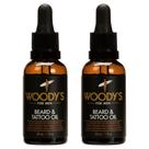 Óleo de barba e tatuagem Woody's Tattoo & Barba Oil para homens, pacote com 2 unidades
