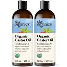 Óleo de cabelo Sky Organics Óleo de rícino orgânico de 480 ml, pacote com 2
