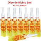 Óleo De Rícino Cabelo E Brilho 5ml - Kit C/ 8 Ampolas
