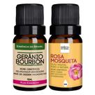 Óleo Essencial Gerânio Bourbon + Vegetal Rosa Mosqueta 10ml Óleo Essencial Gerânio Bourbon + Vegetal Rosa Mosqueta 10ml