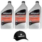 Óleo Náutico Original Mercury Quicksilver Tcw3 2 Tempos Kit Com 03 Litros + Boné Mercury