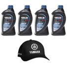 Óleo Náutico Yamalube 20w50 4T 1 Litro Kit C/4 + Boné Yamaha