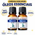 Óleos Essenciais Melaleuca e Copaíba, 100% Puros e Originais, uso aromaterapia e cuidados pessoais, 2x10ml vidro premium