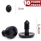 Olho Oval para Amigurumi Círculo Nº 10 Preto - 10 Olhos com Trava