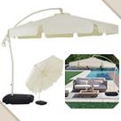 Ombrelone Bel Suspenso Buzios 3 metros Bege de Luxo Giratório 360 com Base Abs, Estrutura em Aluminio e Poliester. Ideal p/ Piscina, Deck e Jardim
