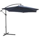 Ombrelone Lateral Suspenso 3M Jardim de Alumínio com Base Manivela Capa Azul Importway IWOBLC-300AZ