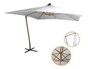 Ombrelone Lateral Suspenso Estrutura Madeira 3m Gigante Manivela Jardim Importway Iwoblm-300 Cor Branco Off White