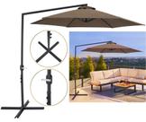Ombrelone Sombreiro Suspenso Veneza 3M na Cobertura em Poliester Gira 360 com Base Suporte de Apoio - Bel