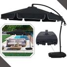 Ombrelone Suspenso Bel Buzios Preto Giratorio 360 Reclinavel em Aluminio e Poliester Base de Apoio e Contrapeso em ABS 50L P/ Piscina, Pub, Hotel