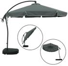 ombrelone Suspento Bel Buzios 3 Metros em Aluminio Lateral Reclinavel Giratorio 360 com Base ABS 50 Litros - Cinza