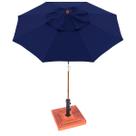 Ombrelone Treviso Azul Marinho com Estrutura Madeira 2,40M + Base Revestida em Madeira 25kg