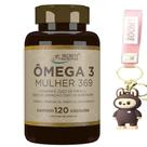 Omega Mulher 3 6 9 Óleo Linhaça Borragem Primula Vitamina E 120 capsulas + chaveiro