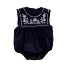 Onesies sem mangas de uma peça de bebê, macacão bordado, roupas de verão Onesies sem mangas de uma peça de bebê, macacão bordado, roupas de verão