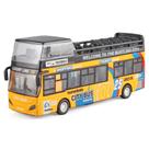 Ônibus de dois andares amarelo fundido sob pressão de Macau com luzes e música