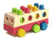 Ônibus de Madeira 8 Pinos Coloridos Brinquedo Educativo Coordenação 2 Anos+ Ônibus de Madeira 8 Pinos Coloridos Brinquedo Educativo Coordenação 2 Anos+