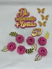 opo de Bolo 50 anos Pink com Dourado De Repente mais Linda