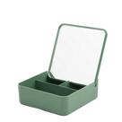 Organizador 3 Divisórias com Espelho 14x5x14Cm Verde Pistache Plástico Organizador 3 Divisórias com Espelho 14x5x14Cm Verde Pistache Plástico