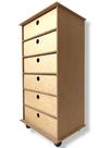 Organizador 6 Gavetas Com Rodas Escritório Mesinha Mdf Cru