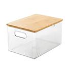 Organizador acrílico com tampa bambu 25,7x15,3x14,5cm DCasa Organizador acrílico com tampa bambu 25,7x15,3x14,5cm DCasa