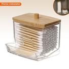Organizador Algodão E Cotonetes Acrílico Tampa Bambu Kit Organizador Algodão E Cotonetes Acrílico Tampa Bambu Kit