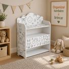 Organizador Armário com 3 Prateleiras Estante Infantil Lúdico Multiuso Brink Para Livros Brinquedos para quarto brinquedoteca em MDF porta basculante