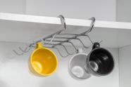Organizador Armário de Cozinha Porta Xicaras Suporte Canecas Sem Furo Cromado Organizador Armário de Cozinha Porta Xicaras Suporte Canecas Sem Furo Cromado