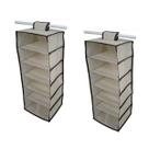 Organizador Cabideiro Vertical Bege 6 Nichos Para Cabideiro Kit 2