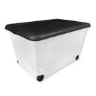 Organizador Cesto Translucido Tampa Preta 50 Litros Usual