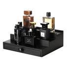 Organizador Cologne Fengligoo de madeira de 3 camadas com gaveta preta Organizador Cologne Fengligoo de madeira de 3 camadas com gaveta preta