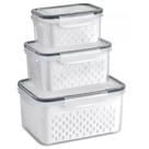 Organizador com 3 potes Herméticos De Geladeira para frutas, alimentos inclui Cesto tampa