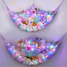 Organizador de armazenamento de brinquedos Unicorn Castle LED Light Net Hammock Organizador de armazenamento de brinquedos Unicorn Castle LED Light Net Hammock