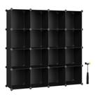 Organizador de Armazenamento SONGMICS - Conjunto de 16 Cubos de Plástico Preto
