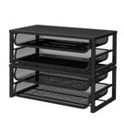 Organizador de arquivos de mesa Ekisemio, pacote com 2 bandejas de cartas de 2 camadas, preta Organizador de arquivos de mesa Ekisemio, pacote com 2 bandejas de cartas de 2 camadas, preta