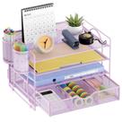 Organizador de arquivos de mesa Marbrasse de 4 bandejas com 2 porta-canetas roxo