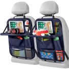 Organizador de Banco Traseiro para Carro LUCMO com Suporte para Tablet - 2 Peças, 6 Bolsos de Armazenamento, Organizador de Carro com Bandeja Dobrável para Alimentação, Protetores para Encosto de Pé, Acessórios para Viagem - Azul Escuro