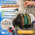 Organizador de Bonés Cabide Porta Boné Suporte para Boné Closet Armário Ganha Espaço Até 5 Bonés