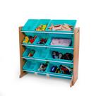 Organizador de Brinquedos Humble Crew - Madeira Natural/Aqua - 12 Cestos