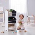 Organizador de Brinquedos Infantil Mini - Cinza e Bege Palha