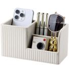 Organizador de canetas de mesa KINGFOM Ivory White Leather