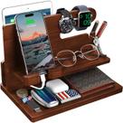 Organizador de carregador de mesa de cabeceira de madeira Docking Station T Taranto