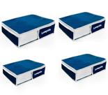 Organizador De Closet e Guarda Roupa de Lençol Azul Marinho Multiuso Reforçado 37x40x11 Nylon e PVC Kit 4 Unid