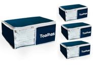 Organizador De Closet e Guarda Roupa de Toalha Azul Marinho Multiuso Reforçado 37x47x18 Nylon e PVC Kit 4 Unid