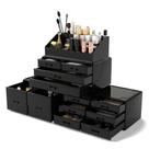 Organizador de cosméticos para maquiagem, gavetas de armazenamento, leitor, preto