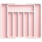 Organizador de Cubiertos Aujen - Organizador Expandible para Cajones de Cocina, Organizador Ajustable de Utensilios, Bandeja para Tenedores, Cuchillos, Organizadores de Cocina Multipropósito y Solución de Almacenaje, Rosa, Grande