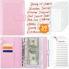 Organizador de dinheiro Budget Binder Sooez Saving Books A6 Pink